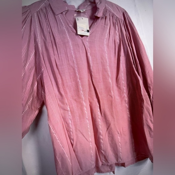 ANA A New Approach Womens Rayon Cotton Ballon Sleeve Pink Blouse Sz L NWT - Picture 11 of 11